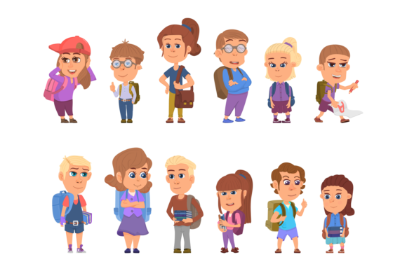 Back to School Characters: Happy Kids, S