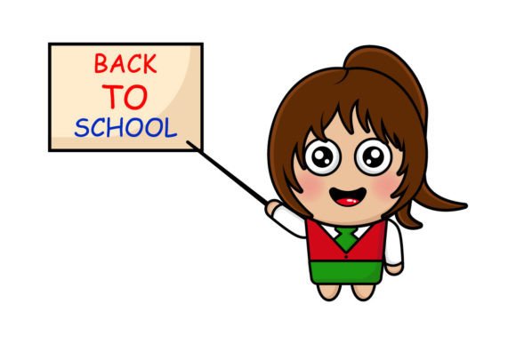 Cute Girl Back to School Design Mascot K
