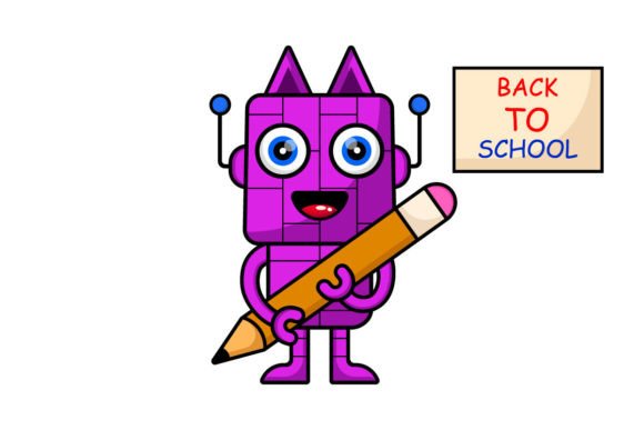 Cute Robot Design Carrying a Big Pencil: A Creative Tool for Back-to-School and Beyond