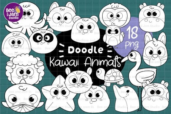 KDP Kawaii Animals Coloring PNG Clipart