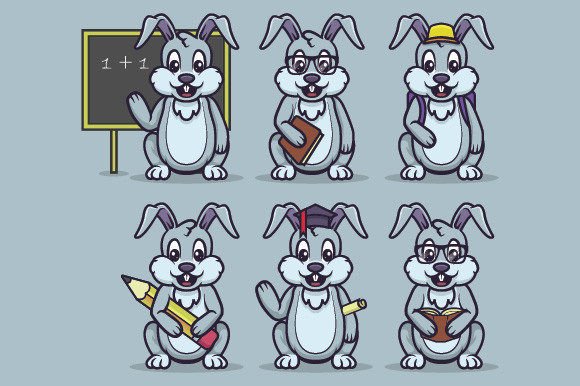 Rabbit Mascot Back to School Cliparts: A Versatile Resource for Educators and Creators