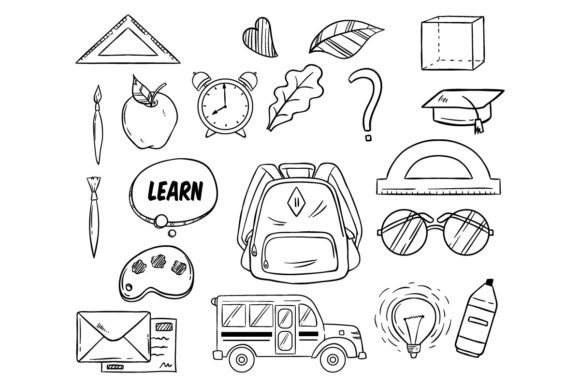 Set of Back to School Elements for Creative Workflows