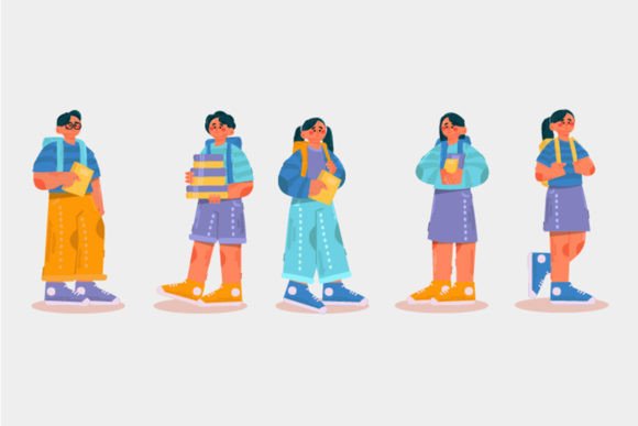 Students with Backpack Back to School: A Versatile Visual Resource for Creatives and Educators
